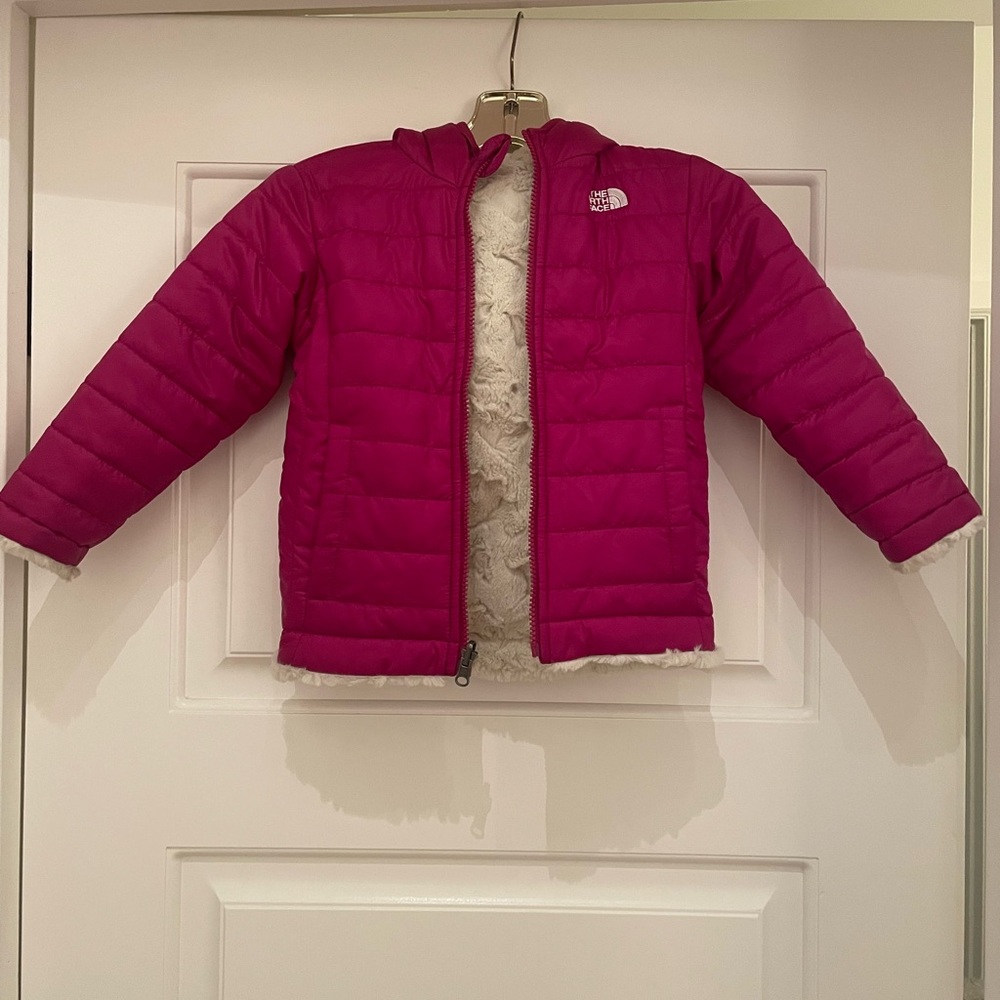 Kids’ 4T North Face Mossbud Swirl Reversible Water Repellent Hooded Jacket